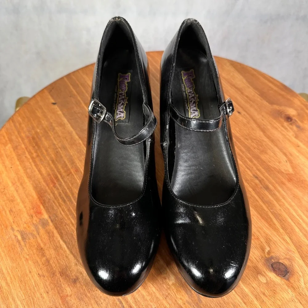 Funtasma Mary Jane Heels Women Size 8 Black Good Patent Block Heel Pump